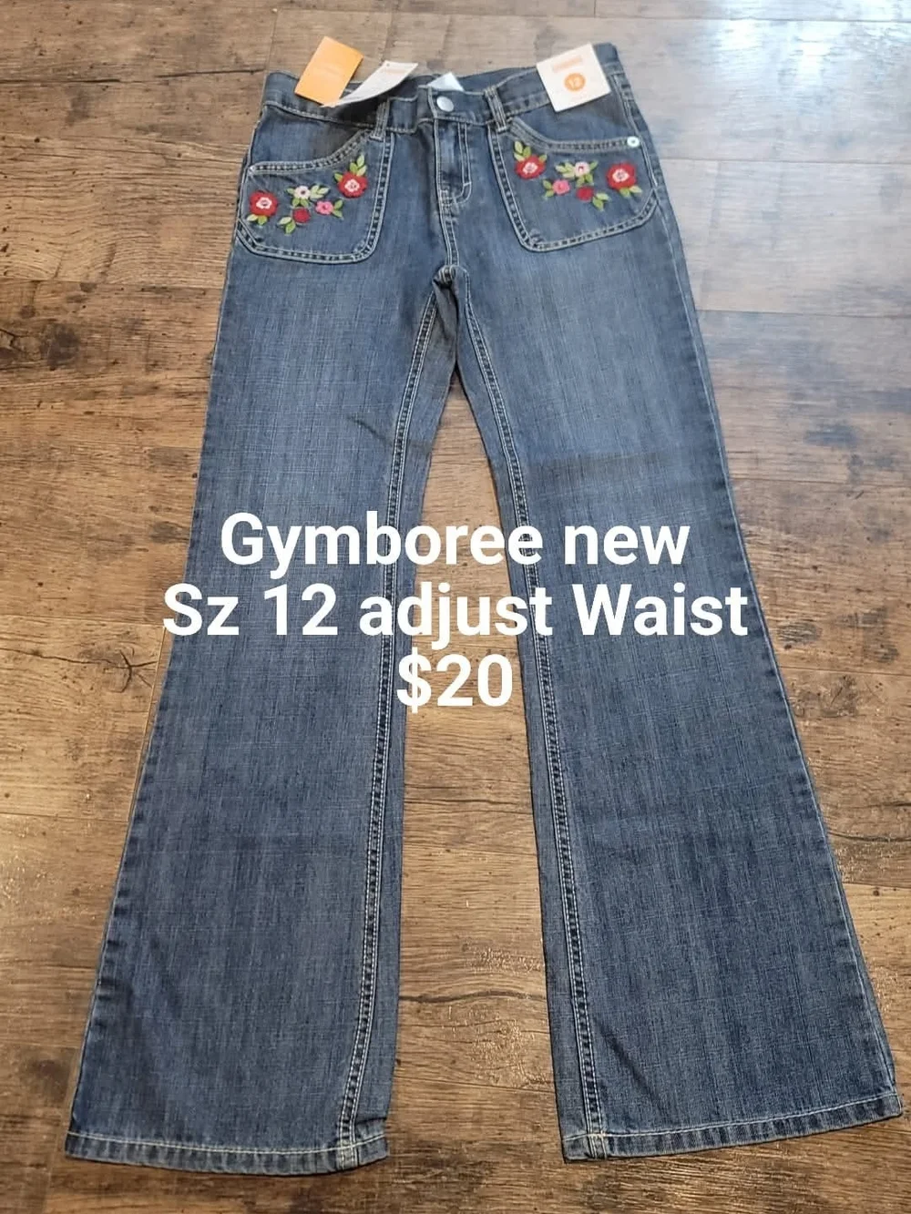 Gymboree Blue Denim Flare Jeans with Floral Pocket Embroidery